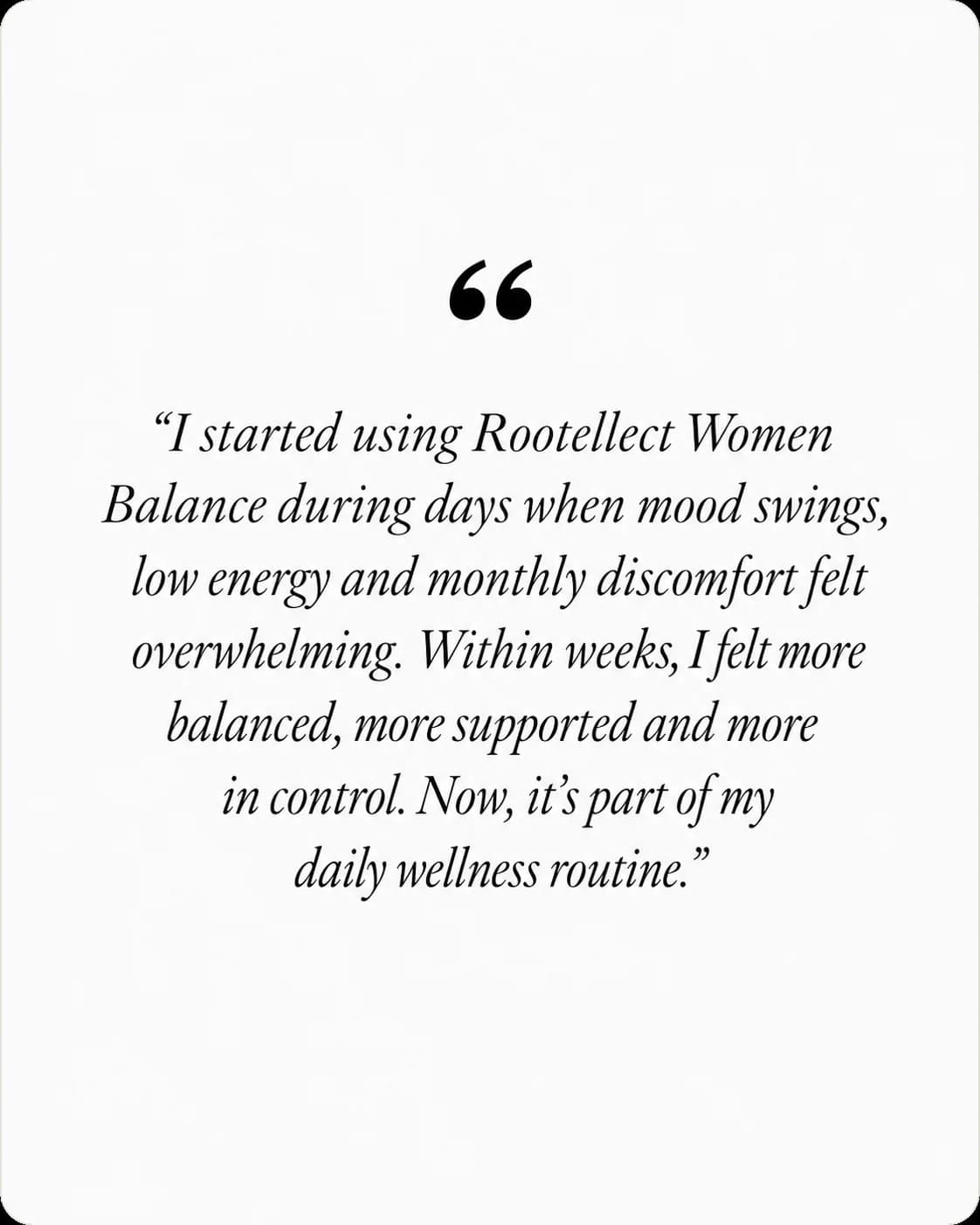 Women Balance customer testimonial